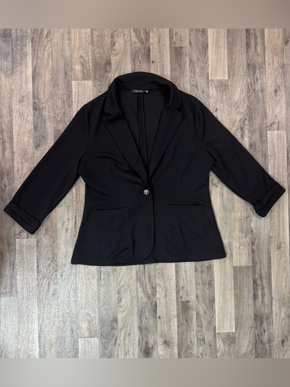 Doe & Rae Plus Size 1X Black Knit Blazer Jacket Soft Stretch